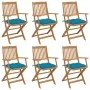Klappbare Gartenstühle 6 Stück und Kissen aus massivem Akazienholz von vidaXL, Gartenstühle - Ref: Foro24-3074959, Preis: 335...