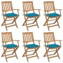 Klappbare Gartenstühle 6 Stück und Kissen aus massivem Akazienholz von vidaXL, Gartenstühle - Ref: Foro24-3074959, Preis: 347...