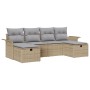 Juego de Sofás de Jardín de 6 Piezas con Cojines Beige de Ratán Poliéster von , Outdoor-Sofas - Ref: Foro24-3358919, Preis: 3...