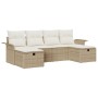 Juego de Sofá de Jardín de 6 Piezas con Cojines Beige de Poliratán by , Outdoor sofas - Ref: Foro24-3358920, Price: 398,90 €,...