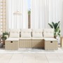 Juego de Sofá de Jardín de 6 Piezas con Cojines Beige de Poliratán by , Outdoor sofas - Ref: Foro24-3358920, Price: 398,90 €,...