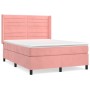 Cama box spring con colchón terciopelo rosa 140x200 cm