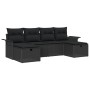 Juego de Sofás de Jardín de 6 Piezas con Cojines Negro Ratán Sintético by , Outdoor sofas - Ref: Foro24-3358922, Price: 378,5...