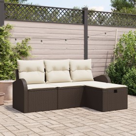 Juego de sofá de jardín de 4 piezas con cojines Marrón Poliratán by , Outdoor sofas - Ref: Foro24-3359047, Price: 271,19 €, D...