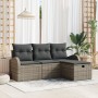 Conjunto de Sofá de Jardín de 4 Piezas con Cojines Ratán Poliéster Gris by , Outdoor sofas - Ref: Foro24-3359048, Price: 265,...