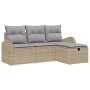 Conjunto de Sofá de Jardín de 4 Piezas con Cojines Beige Ratán Sintético by , Outdoor sofas - Ref: Foro24-3359049, Price: 276...