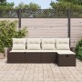 Conjunto de Sofás de Jardín de 5 Piezas con Cojines Ratán Poliratan Marrón by , Outdoor sofas - Ref: Foro24-3359057, Price: 3...
