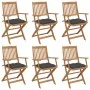 Klappbare Gartenstühle, 6 Stück, massives Akazienholz und Kissen von vidaXL, Gartenstühle - Ref: Foro24-3074955, Preis: 348,6...