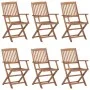Klappbare Gartenstühle, 6 Stück, massives Akazienholz und Kissen von vidaXL, Gartenstühle - Ref: Foro24-3074955, Preis: 348,6...