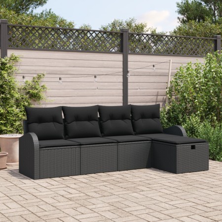 Juego de Sofás de Jardín de 5 Piezas con Cojines Negro Poliratán by , Outdoor sofas - Ref: Foro24-3359062, Price: 320,01 €, D...
