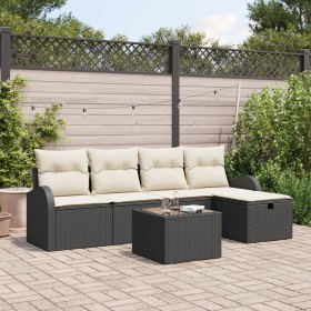 Conjunto de Sofá de Jardín de 6 Piezas con Cojines de Poliratán Negro de , Sofás de exterior - Ref: Foro24-3359066, Precio: 3...