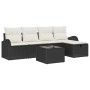 Conjunto de Sofá de Jardín de 6 Piezas con Cojines de Poliratán Negro by , Outdoor sofas - Ref: Foro24-3359066, Price: 361,84...