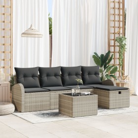 Conjunto de Sofá de Jardín de 6 Piezas con Cojines Ratán Poligrey de , Sofás de exterior - Ref: Foro24-3359071, Precio: 374,8...