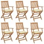 6 Stück klappbare Gartenstühle und Kissen aus massivem Akazienholz von vidaXL, Gartenstühle - Ref: Foro24-3074957, Preis: 367...