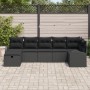 Juego de Sofá de Jardín de 7 Piezas con Cojines Negro Ratán Poliéster by , Outdoor sofas - Ref: Foro24-3359102, Price: 461,98...