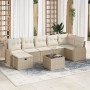 Conjunto de Sofás de Jardín de 8 Piezas con Cojines Beige Ratán Poliéster by , Outdoor sofas - Ref: Foro24-3359110, Price: 52...