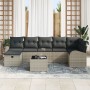 Juego de Sofás de Jardín de 8 Piezas con Cojines Gris Claro de Ratán Poliéster by , Outdoor sofas - Ref: Foro24-3359111, Pric...