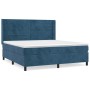 Cama box spring con colchón terciopelo azul oscuro 160x200 cm