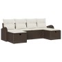 Juego de Sofá de Jardín de 6 Piezas con Cojines Marrón Ratán Poliéster by , Outdoor sofas - Ref: Foro24-3359117, Price: 365,9...