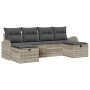 Set de Sofá de Jardín de 6 Piezas con Cojines Gris Claro Ratán Poliéster by , Outdoor sofas - Ref: Foro24-3359121, Price: 374...