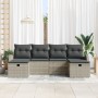 Set de Sofá de Jardín de 6 Piezas con Cojines Gris Claro Ratán Poliéster by , Outdoor sofas - Ref: Foro24-3359121, Price: 374...