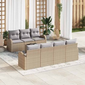 Conjunto de sofá de jardín 8 pcs Beige 55 x 55 x 37 cm