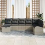 Set de Sofá de Jardín de 8 Piezas con Cojines Ratán Poliéster Gris Claro von , Outdoor-Sofas - Ref: Foro24-3359131, Preis: 55...