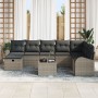 Juego de Sofá de Jardín de 9 Piezas con Cojines Gris Ratán Poliéster von , Outdoor-Sofas - Ref: Foro24-3359138, Preis: 543,97...