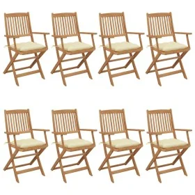 Folding garden chairs 8 units and solid acacia wood cushions by vidaXL, Garden chairs - Ref: Foro24-3074984, Price: 440,02 €,...