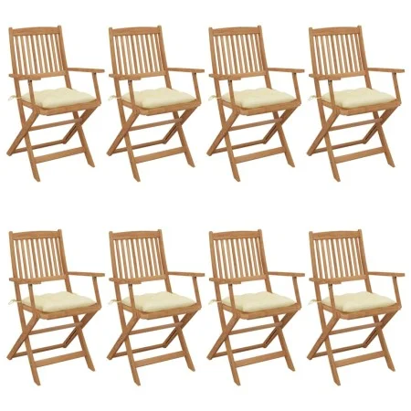 Folding garden chairs 8 units and solid acacia wood cushions by vidaXL, Garden chairs - Ref: Foro24-3074984, Price: 440,02 €,...