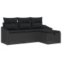 Juego de Sofá de Jardín de 4 Piezas con Cojines Negro Ratán Sintético by , Outdoor sofas - Ref: Foro24-3359252, Price: 271,35...