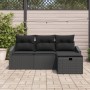 Juego de Sofá de Jardín de 4 Piezas con Cojines Negro Ratán Sintético by , Outdoor sofas - Ref: Foro24-3359252, Price: 271,35...