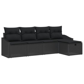 Conjunto de Sofás de Jardín de 5 Piezas con Cojines Negro de Poliratán by , Outdoor sofas - Ref: Foro24-3359262, Price: 318,4...