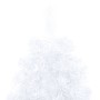 Medio árbol de Navidad con luces y bolas blanco 240 cm