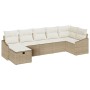Juego de Sofá de Jardín de 7 Piezas con Cojines Beige Ratán Poliéster von , Outdoor-Sofas - Ref: Foro24-3359300, Preis: 469,9...