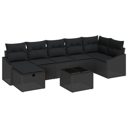 Conjunto de Sofá de Jardín de 8 Piezas con Cojines Negro Ratán Polipropileno von , Outdoor-Sofas - Ref: Foro24-3359312, Preis...