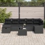 Conjunto de Sofá de Jardín de 8 Piezas con Cojines Negro Ratán Polipropileno von , Outdoor-Sofas - Ref: Foro24-3359312, Preis...