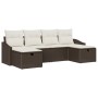 Set de Sofás de Jardín de 6 Piezas con Cojines Marrón Poliratán de , Sofás de exterior - Ref: Foro24-3359317, Precio: 356,43 ...