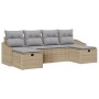 Juego de Sofá de Jardín de 6 Piezas con Cojines Beige Ratán Sintético by , Outdoor sofas - Ref: Foro24-3359319, Price: 374,34...