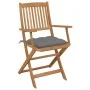8 pcs folding garden chairs and solid acacia wood cushions by vidaXL, Garden chairs - Ref: Foro24-3074983, Price: 431,53 €, D...