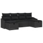 Conjunto de Sofás de Jardín de 6 Piezas con Cojines Ratán Poliratán Negro by , Outdoor sofas - Ref: Foro24-3359322, Price: 37...