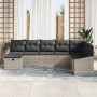 Conjunto de Sofás de Jardín de 8 Piezas con Cojines en Ratán Poliéster Gris Claro by , Outdoor sofas - Ref: Foro24-3359331, P...