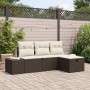 Juego de Sofá de Jardín de 4 Piezas con Cojines Marrón Poli Ratán by , Outdoor sofas - Ref: Foro24-3359347, Price: 287,39 €, ...