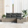 Conjunto de Sofá de Jardín de 4 Piezas con Cojines Ratán Poliéster Gris von , Outdoor-Sofas - Ref: Foro24-3359348, Preis: 287...