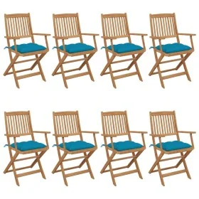 Folding garden chairs 8 units and solid acacia wood cushions by vidaXL, Garden chairs - Ref: Foro24-3074986, Price: 440,02 €,...