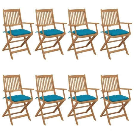 Folding garden chairs 8 units and solid acacia wood cushions by vidaXL, Garden chairs - Ref: Foro24-3074986, Price: 440,02 €,...