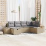 Juego de Sofá de Jardín de 6 Piezas con Cojines Beige Ratán Poli von , Outdoor-Sofas - Ref: Foro24-3359379, Preis: 425,68 €, ...