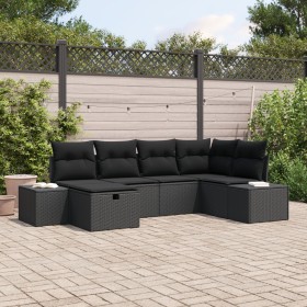 Juego de sofá de jardín de 6 piezas con cojines negro poliratán von , Outdoor-Sofas - Ref: Foro24-3359382, Preis: 423,40 €, R...