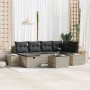 Conjunto de Sofá de Jardín de 7 Piezas con Cojines de Ratán Sintético Gris Claro von , Outdoor-Sofas - Ref: Foro24-3359391, P...
