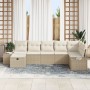 Conjunto de Sofás de Jardín de 7 Piezas con Cojines Beige Ratan Poliéster by , Outdoor sofas - Ref: Foro24-3359400, Price: 48...